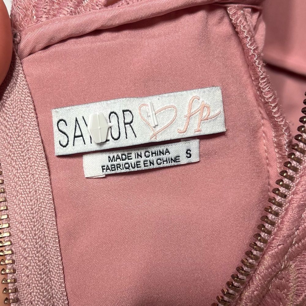 Saylor X Free People Jessa Lace Mini Shift Dress in Blush Mauve Pink S - Picture 9 of 14
